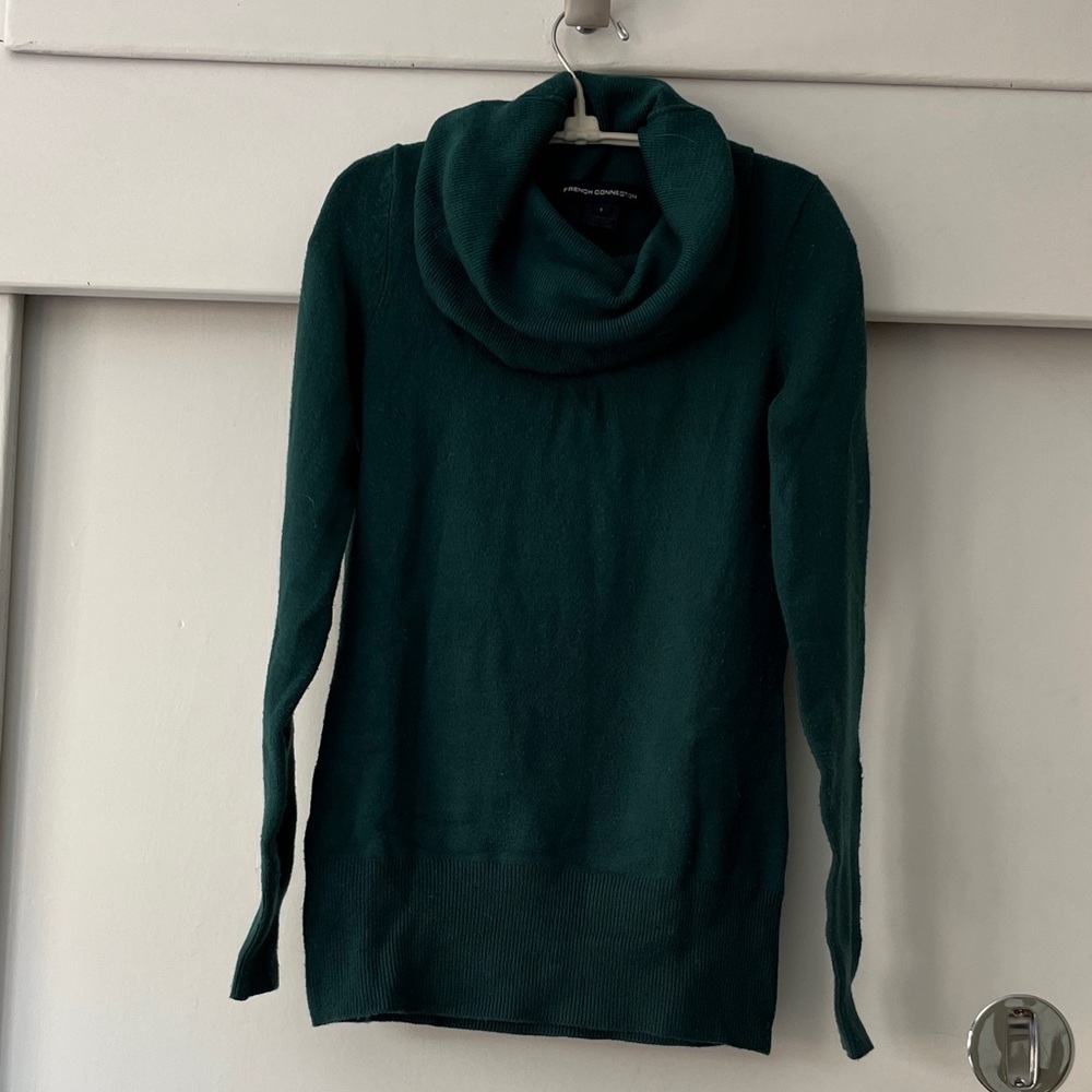 Jewel Tone Green Cowl Neck Women's Sweater